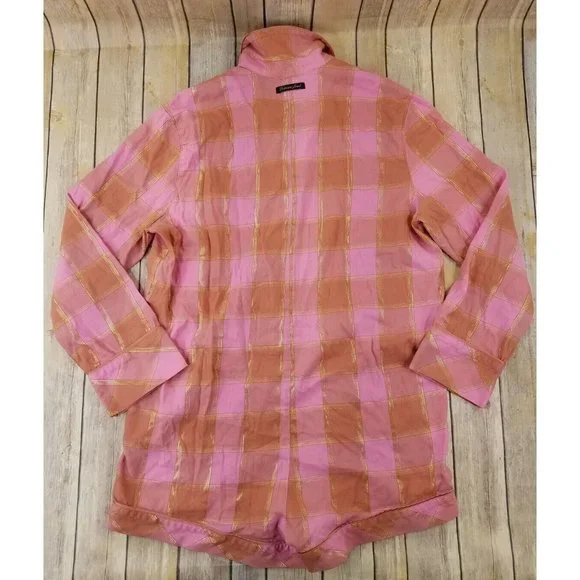 Victoria's Secret Women’s Long Sleeve Button-Up Pajama Romper S Pink Plaid B19 - Picture 7 of 9